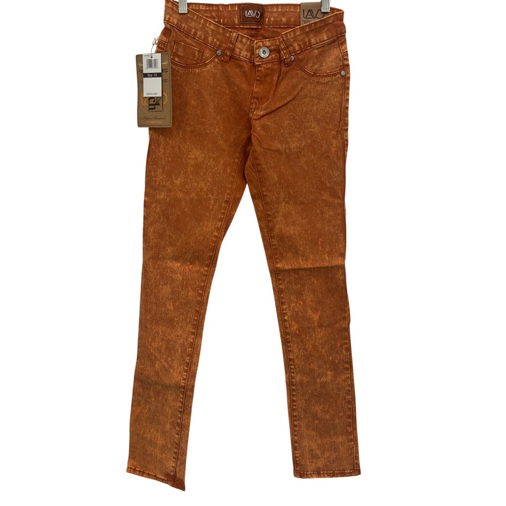 LAVO Skinny Jeans Orange Acid Wash Cotton Stretch Denim Size 1/2‎ NWT